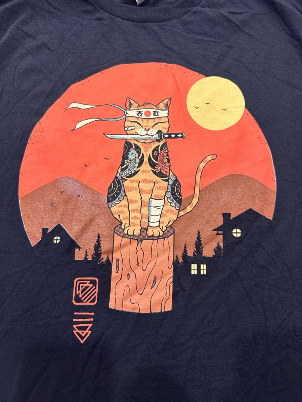 Gildan Black Short Sleeve Tee with ninja cat!!